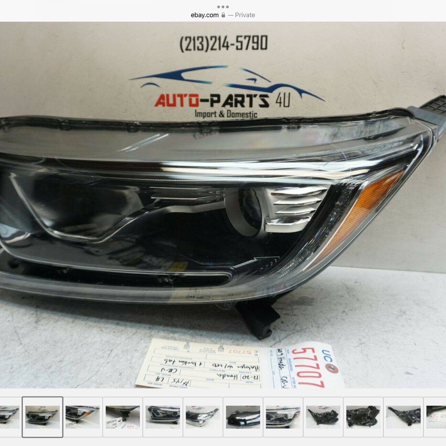 2017 - 2020 HONDA CRV CR-V LEFT DRIVER HALOGEN LED HEADLIGHT 2018 - 2019 OEM UC57707