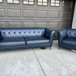 Brand New Leather Sofa and Chair ! Leather Couches ! Leather Couch and Club Chair ! Free Delivery ! Too Grain Leather