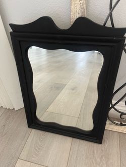 Matte Black Wavy Framed Mirror 21” x 15”