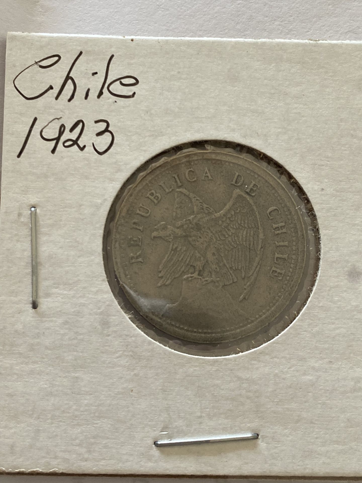 Chile 1923 20 Centavos Condor animal
