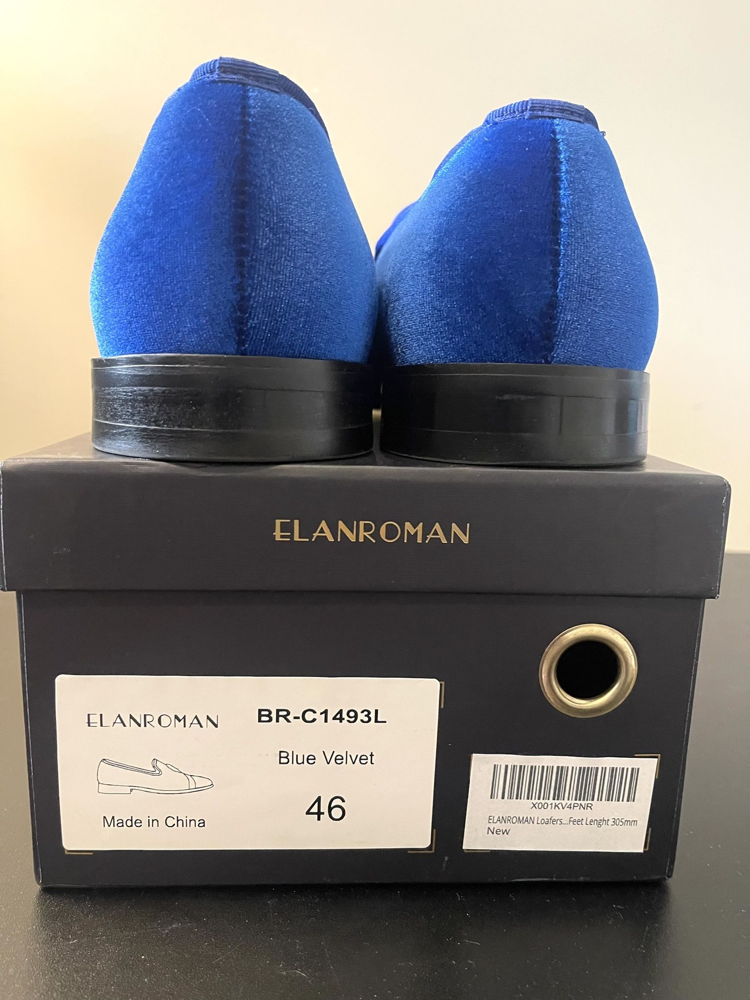 Elanroman - Men's Blue Velvet Loafers Dress Fashion Party Event Shoes