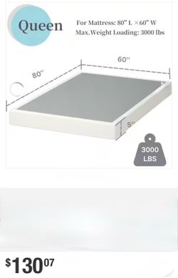 Homzene King Size Box Spring with Metal Structure, Mattress Foundation with Fabric Cover- 5 In High New in Box - Unused $65