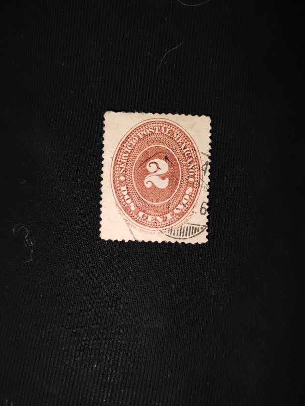 VINTAGE MEXICO STAMP-RED
