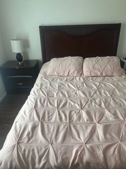 Dark Cherry Wood Bed Frame with Headboard