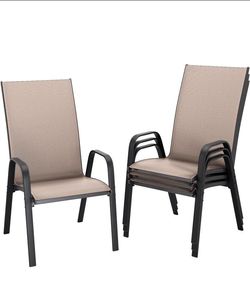 Patio Dining Chairs Set of 4, Outdoor Stackable Dining Furniture Set.