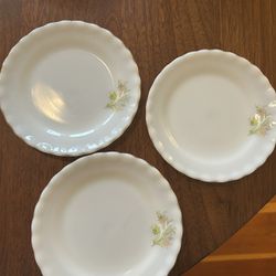 3 Opalon (milk glass) Made In Korea Small Plates