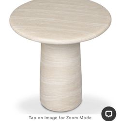 New Kathy Kuo Home Beige Concrete Round Pedestal End Tables Set 