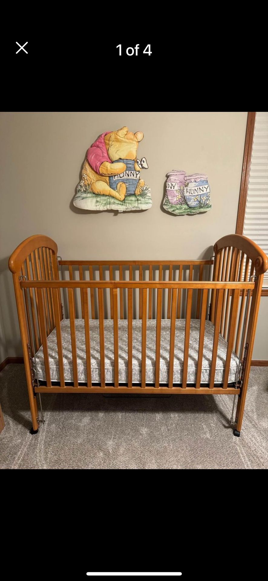 Baby Crib And Mattress  And Dresser 