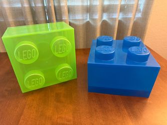 LEGO Storage Brick 4 Storage Box with Lid Translucent Light Green and Blue