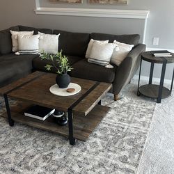 Solid wood and metal tables