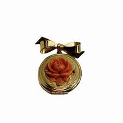 VINTAGE FLOWER LOCKET BROOCH PIN