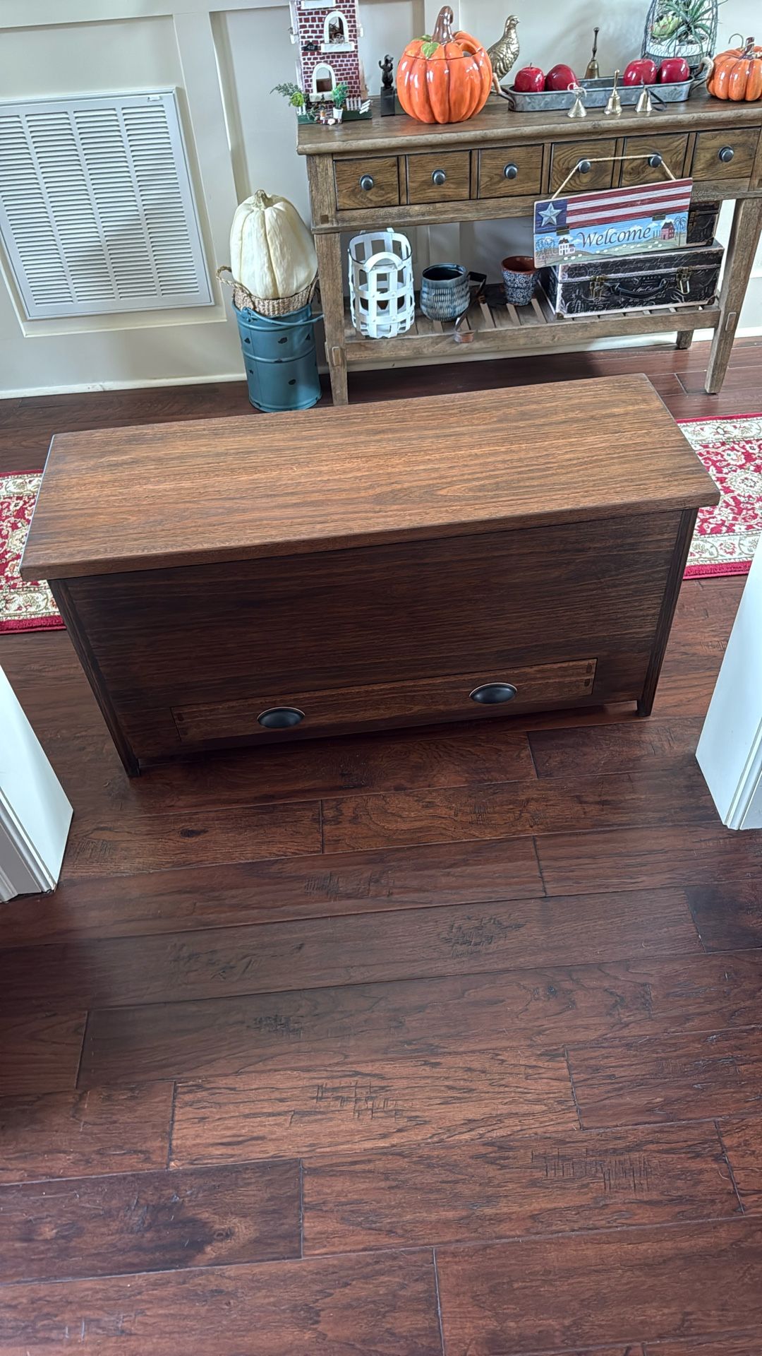 Handmade Blanket Chest With Bottom Drawer Made Of Jotoba Wood Also Known As Brazilian Cherrywood.
