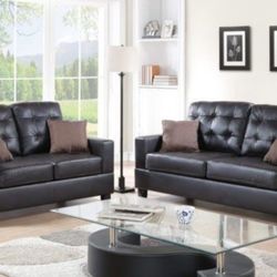 Brand New Brown Faux Leather Sofa And Love Seat 