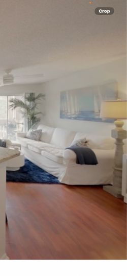 White Slipcovered Sofa like new