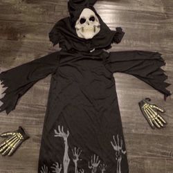 Halloween Kids Grimm Reaper Glow In The Dark Costume  Size S (5-7)