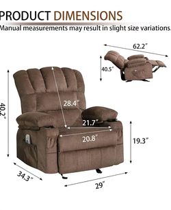 😀 Lazy Boy Recliner Chairs for Adults,   Recliner with Heat and Massage, Reclining Sofa Oversized Chair with Cup Holders for Living Room(Brown)