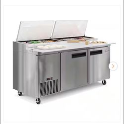 Koolmore 71 in. 17 cu. ft. Commercial Pizza Prep Refrigerator in Stainless Steel