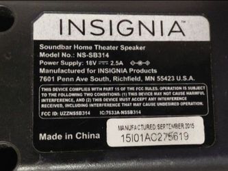 Insignia NS-SB314 Bluetooth Soundbar with Power Supply