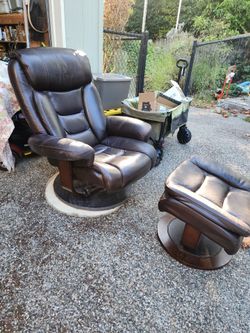 Leather recliner swivels