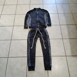 Mens Leopard Print Skinny Fit Tracksuit