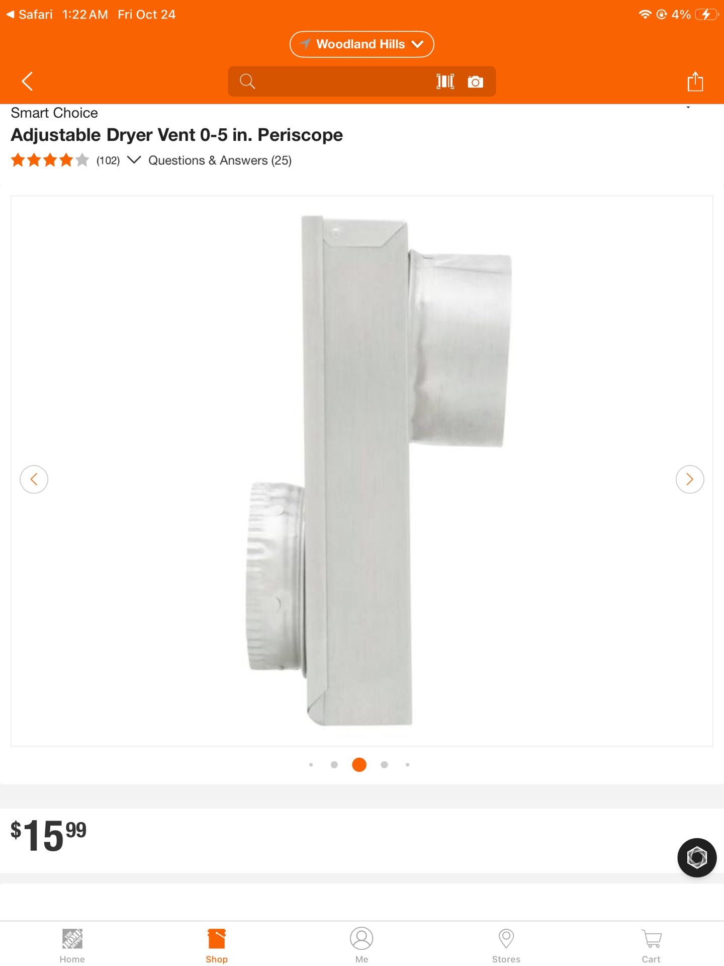 Adjustable Dryer Vent 0-5 in. Periscope