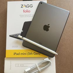 Apple iPad mini 5th Generation 64GB With zagg Keyboard and Pencil 