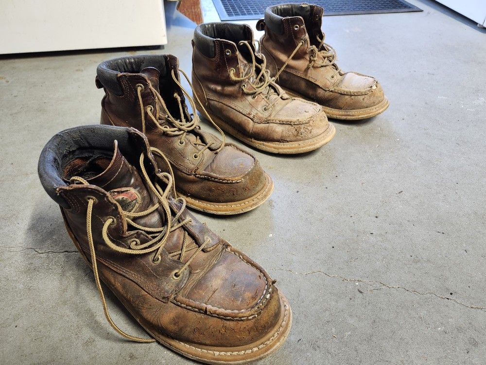 RED WING BOOTS Irish Setter Ashby Edition Two Pair SIZE 10 Used Very Worn Cond.