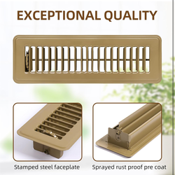 6 Pack 2" x 10" Floor Register - Heavy Duty Steel Walkable Floor Vent Covers - Easy Adjust Air Supply Lever, Vent Covers for Home Floor (Brown, 2x10 I