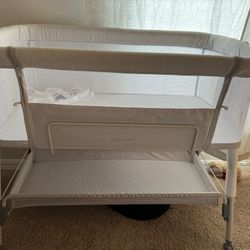 AngelBliss Newborn Baby Bassinet Bedside Crib w/Storage Basket & Wheels Grey