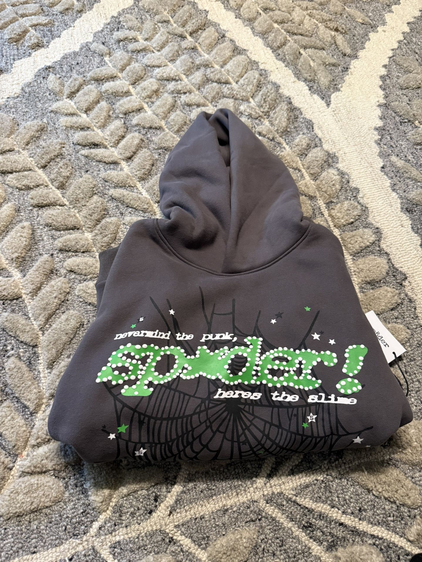 Size L Slate Grey Sp5der Hoodie