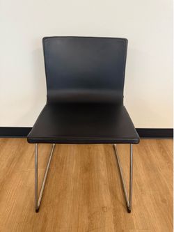 Black Leather Chair with Chrome Base