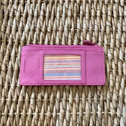 Pink Genuine Leather Card Wallet