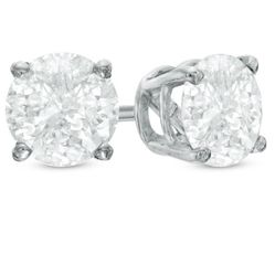 1 carat natural diamond earrings studs on 14K gold new certified/assessed