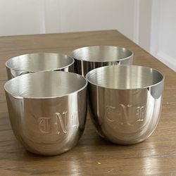 Set Of 4 Vintage Pewter Shirley Jefferson Cup Initial "TNL "
