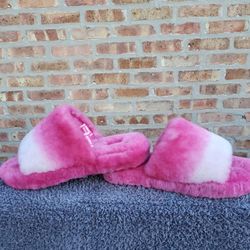 UGG Fluff Slippers  Women US Size 5 Pink / White 