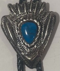 Vintage Metal Bolo Tie, Nice Arrowhead Design with Nice Blue Turquoise Stone, Nice Design, 2" x 1 1/2", Nice Design, Quality, Heavy Duty, Made in USA,