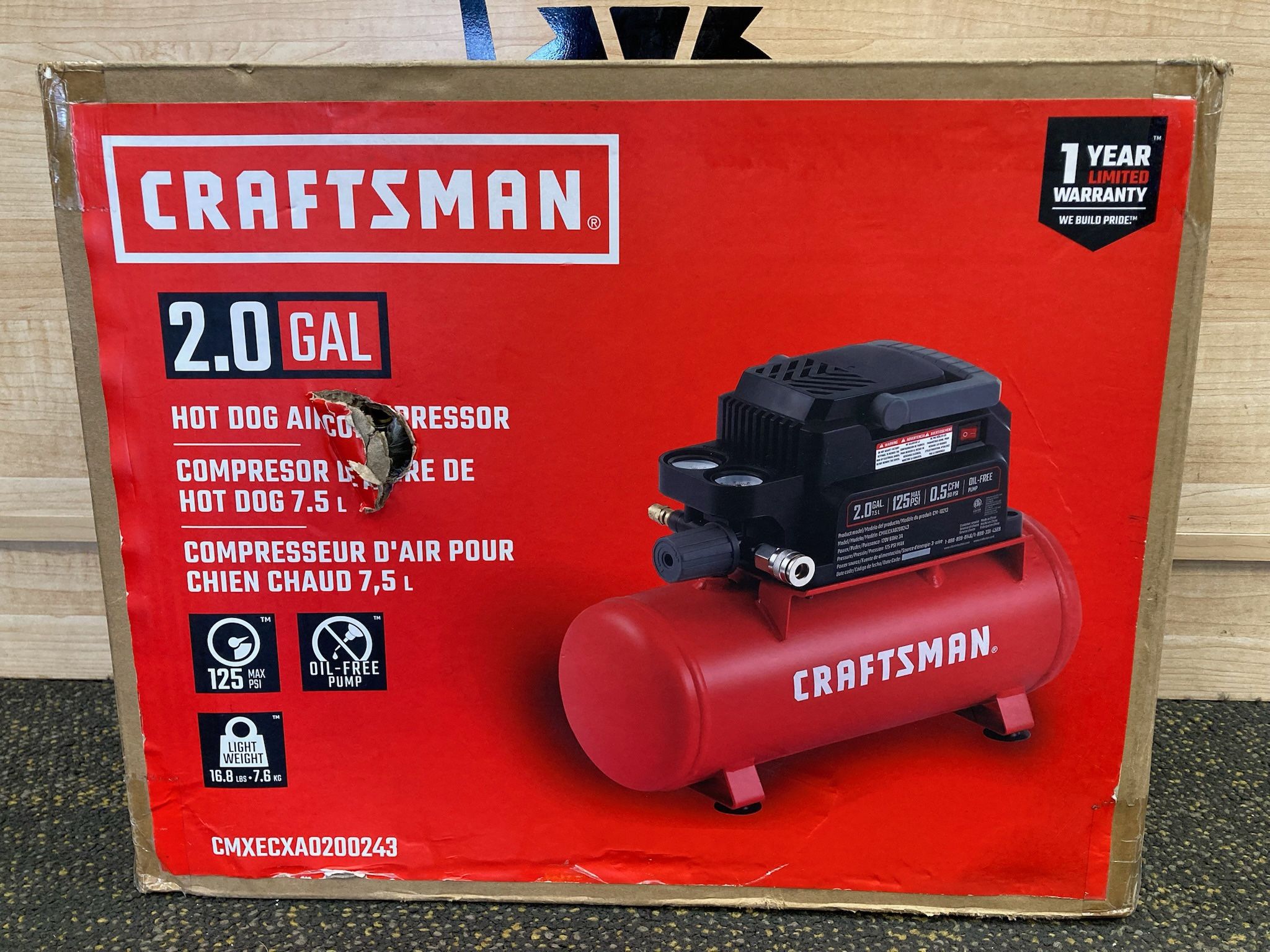 Craftsman CMXECXA0200243 Horizontal Portable Air Compressor Tank, 125 psi
