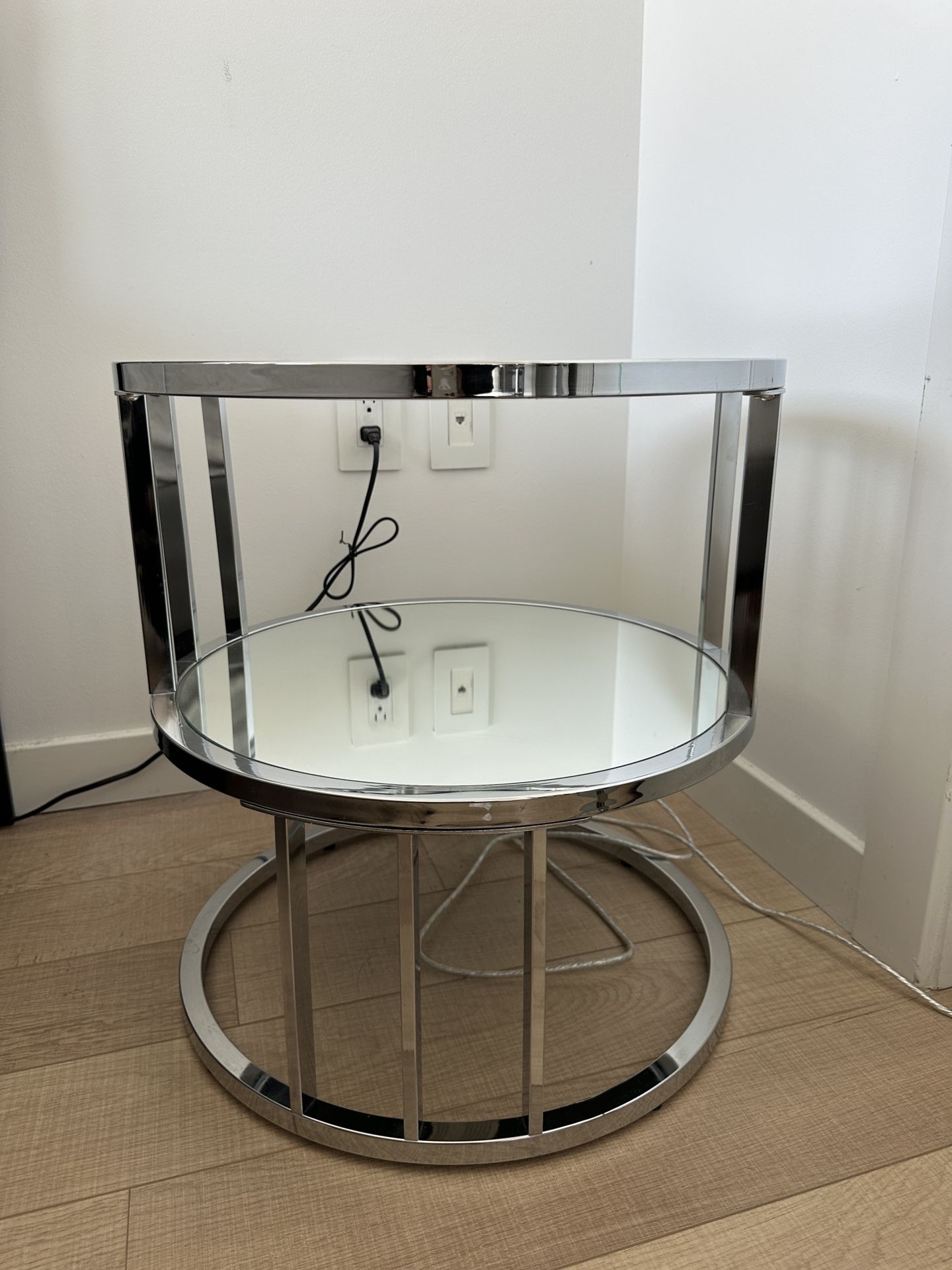 Set Of 2 Matilda Glass Top Framed End Table With Storage