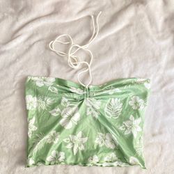 Green Floral Halter Top 