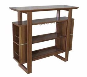 New! Light Walnut Open Bar with Wine Glass Rack $39 Down (NO CREDIT CHECK FINANCING)