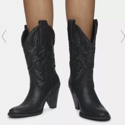 Volatile Women's Black Denver Cowboy Boots with heel - US Size 6.5