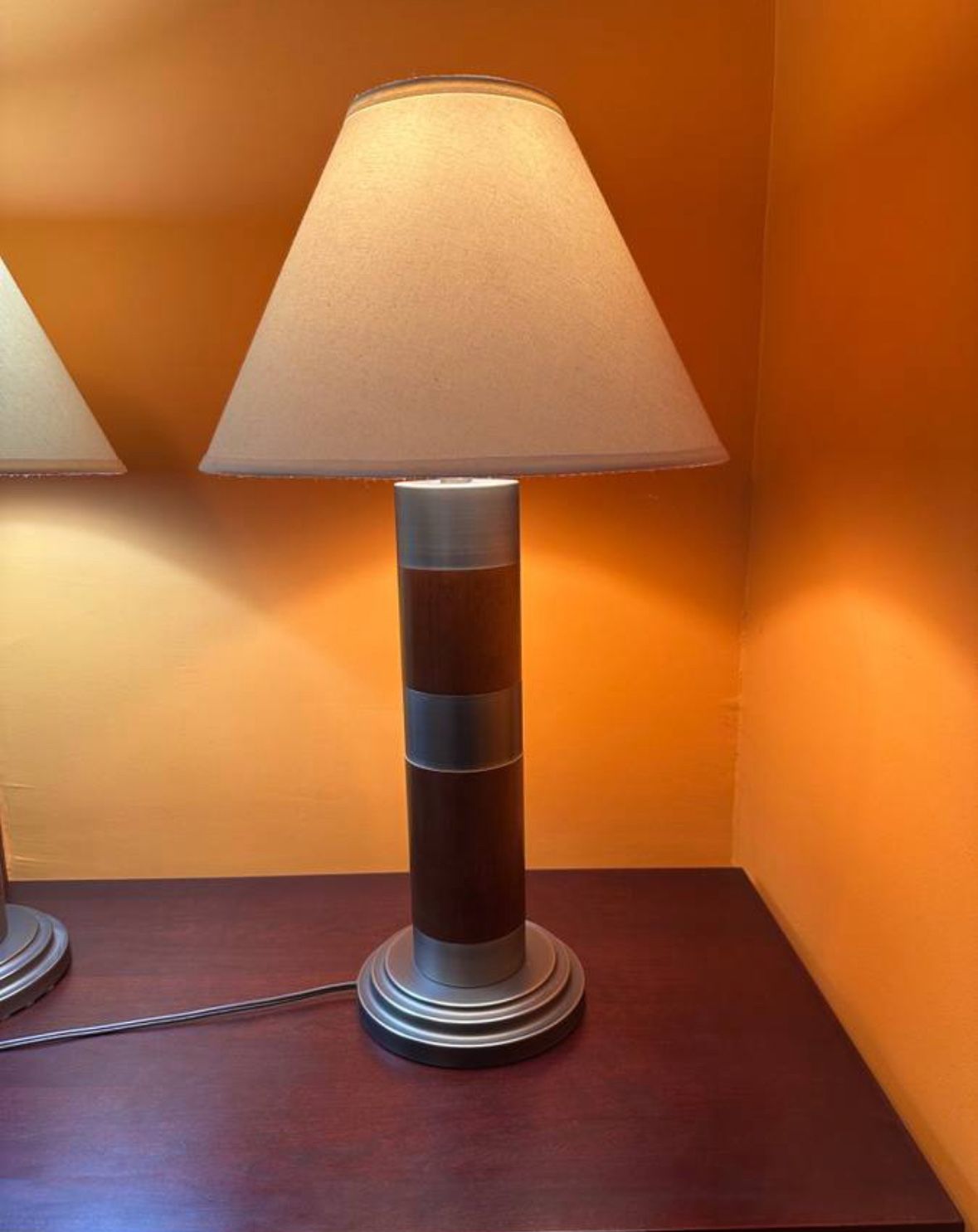 Modern Lamp - Natural Wood & Brushed Nickel 