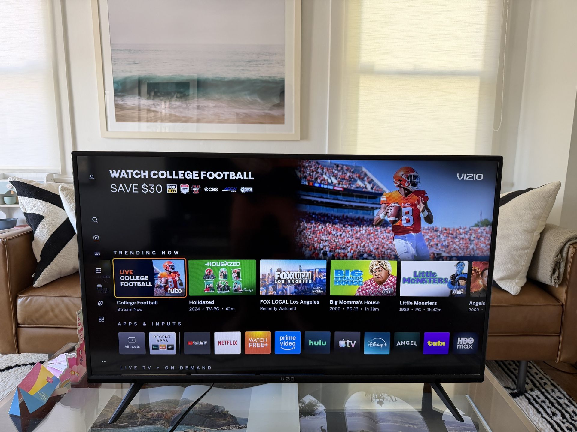 35.5 x 20.5 Inch Vizio TV Available - $50