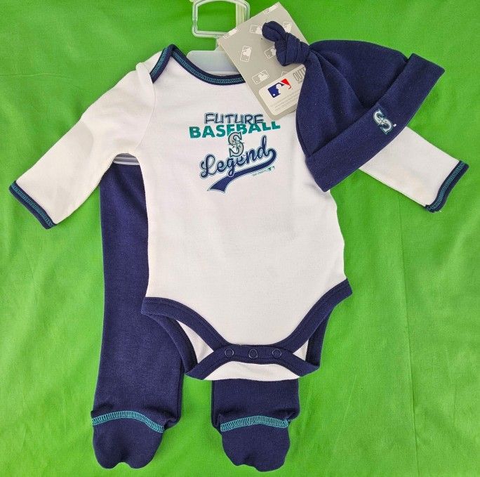 Seattle Mariners Boy Future Baseball Legend 3-Piece Set NB, 0/3M