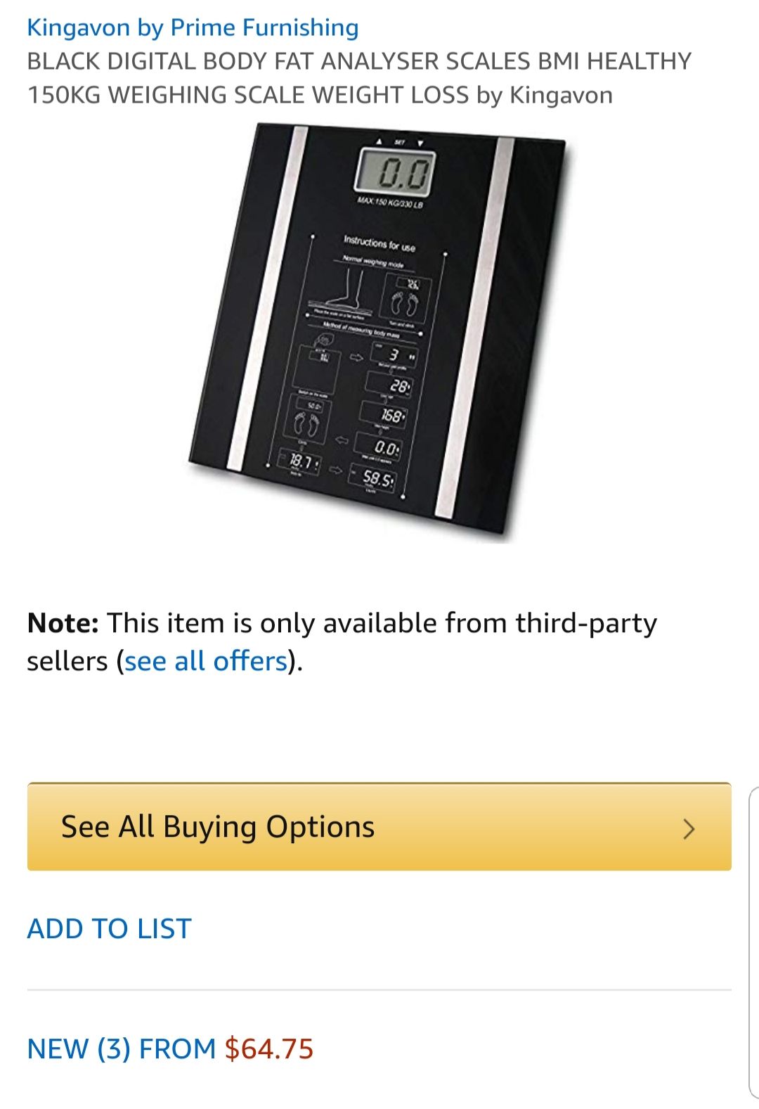 Kingavon body fat weight scale