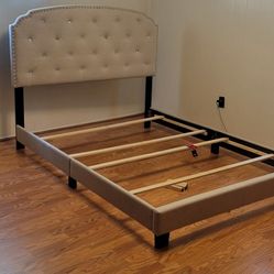 Queen Upholstered Low Profile Bed Frame 
