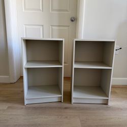 Pair of White 2-Shelf Bookcases / Nightstands