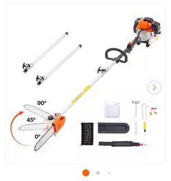 NEW IN BOX hop VEVOR Gas Pole Saw, 43CC 2 Stroke Gas Powered Pole Saws with 10 in. Cutting Bar, with Rotatable Head, 6.9 to 11.8 ft.