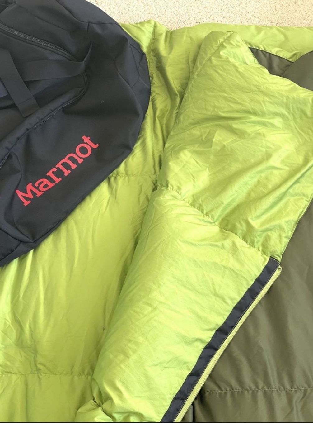 Marmot down yurt Sleeping blancket/ bag with a duffle bag Set