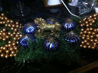 Handcrafted Blue Holiday centerpiece